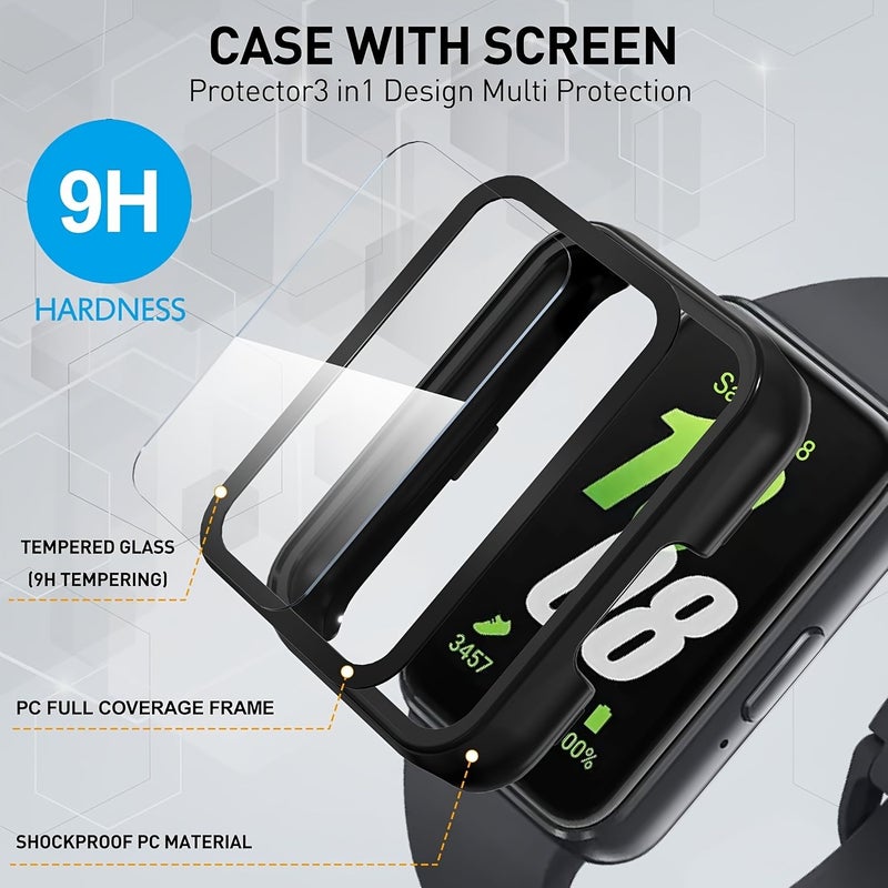 4 Pcs Transparent Compatible Samsung Fit 3 Watch Case Set With Hard PC Bezel And Tempered Glass - Image 5