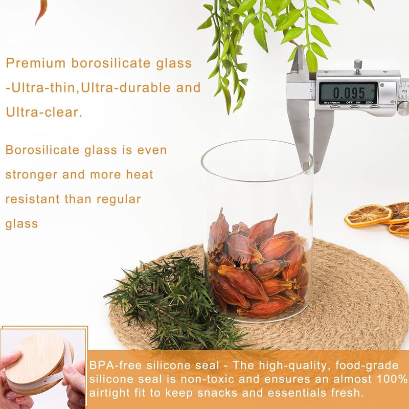 DHSBTLS Glass Food Storage Containers Jars with Airtight Bamboo Lid 20oz 9 Pieces, 590ml Pantry Organization with Lid - Image 4