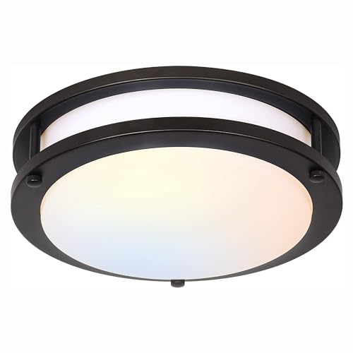 hykolity 13 inch Flush Mount LED Ceiling Light Fixture, 2700K/3000K/3500K/4000K/5000K Adjustable Ceiling Lights, Oil Rubbed Bronze Saturn Dimmable Lighting for Hallway Bathroom Kitchen or Stairwell, ETL Listed - Image 1