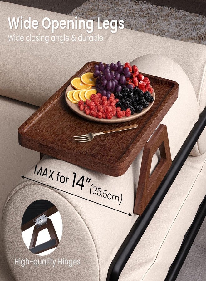 Danfoxer Couch Arm Tray,Bamboo Folding Sofa Tray,Sofa Armrest Tray Clip-On Couch Desk for Drinks,Snacks,Phone,Remote Control（Brown） - Image 3