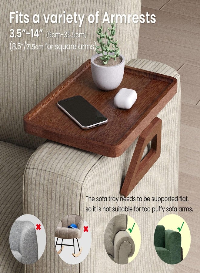 Danfoxer Couch Arm Tray,Bamboo Folding Sofa Tray,Sofa Armrest Tray Clip-On Couch Desk for Drinks,Snacks,Phone,Remote Control（Brown） - Image 4
