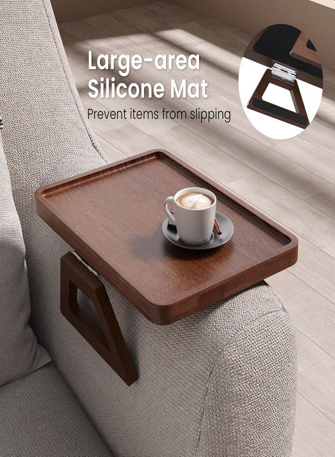 Danfoxer Couch Arm Tray,Bamboo Folding Sofa Tray,Sofa Armrest Tray Clip-On Couch Desk for Drinks,Snacks,Phone,Remote Control（Brown） - Image 2