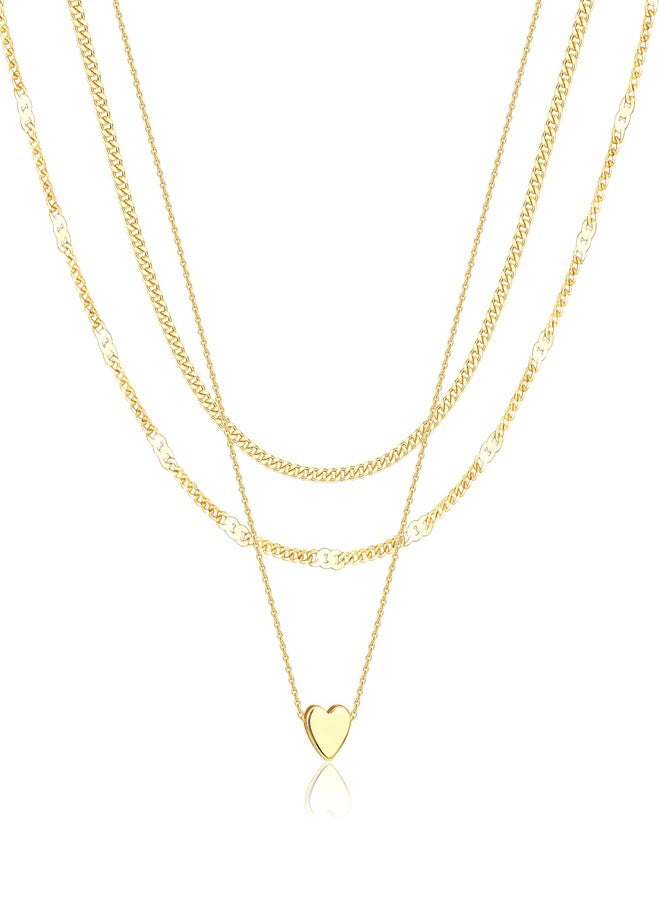 Poxtex Layered Gold Necklaces for Women, Stackable Dainty 14K Gold Silver Plated Trendy Circle Paperclip Chain Pendant Choker Necklace,Simpl Diamond Cross Bow Jewelry Set Gifts for Women, Brass, No - Image 1