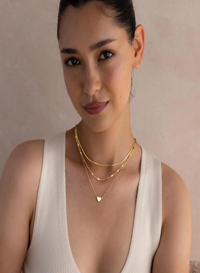 Poxtex Layered Gold Necklaces for Women, Stackable Dainty 14K Gold Silver Plated Trendy Circle Paperclip Chain Pendant Choker Necklace,Simpl Diamond Cross Bow Jewelry Set Gifts for Women, Brass, No - Image 2