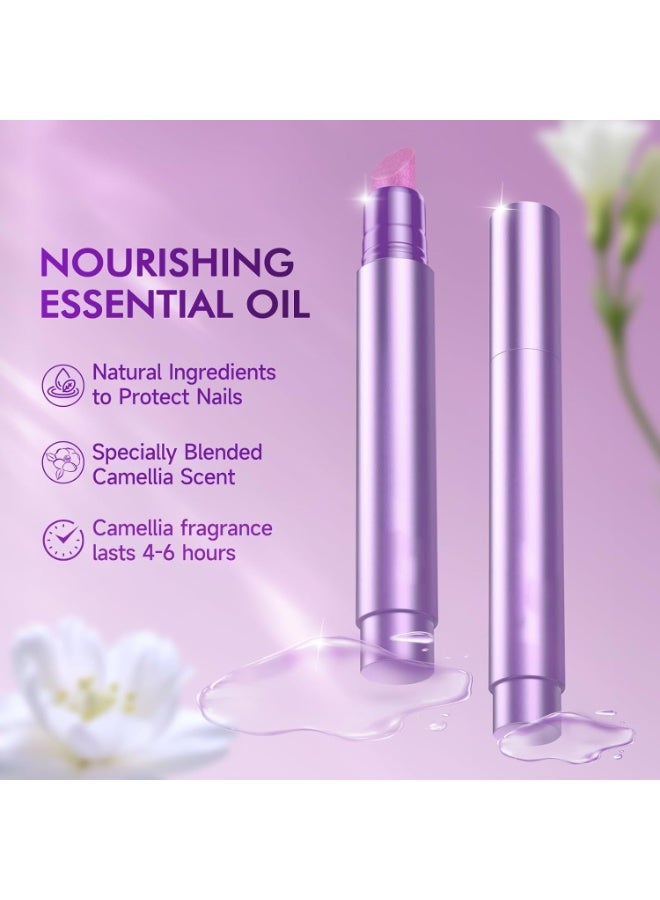 Azonee قلم زيت بشرة 3 في 1 بطرف سيراميك، علاج للأظافر المتشققة، الأظافر الجافة والتالفة، مزيل ودافع للبشرة، قلم للعناية بالأظافر - Image 3