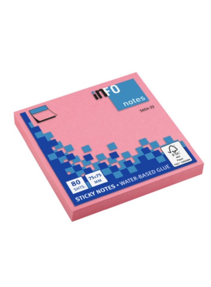 infonotes - STICKY NOTES, 75x 75mm,80 sheets -  PINK Color