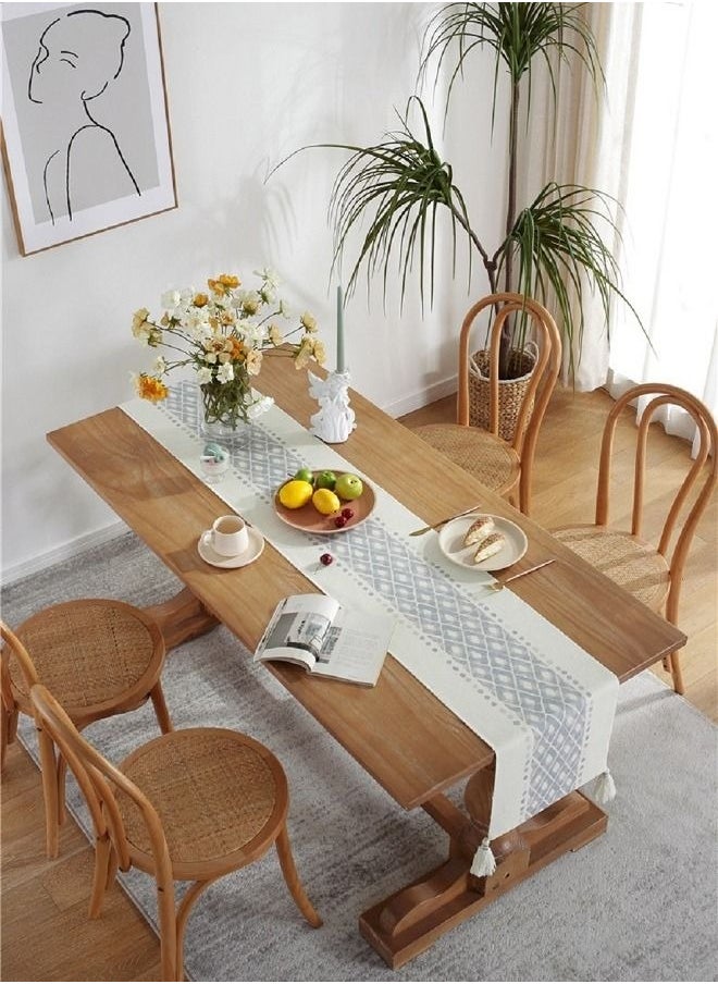 MIXDE Woven Table Runner Rustic Table Runners Modern Farmhouse Style Vintage Rustic Table Runner with Tassels for Dresser Bridal Shower Home Dining Table Decor  - Image 2