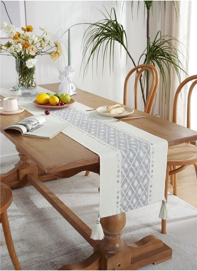MIXDE Woven Table Runner Rustic Table Runners Modern Farmhouse Style Vintage Rustic Table Runner with Tassels for Dresser Bridal Shower Home Dining Table Decor  - Image 5
