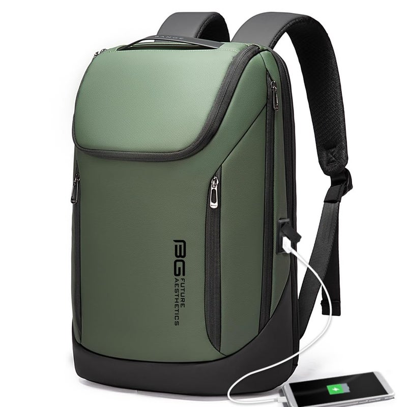 BANGE Business Smart Backpack Waterproof fit 15.6 Inch Laptop Backpack with USB Charging Port,Travel Durable Backpack (Green(two Pocket) - Image 1