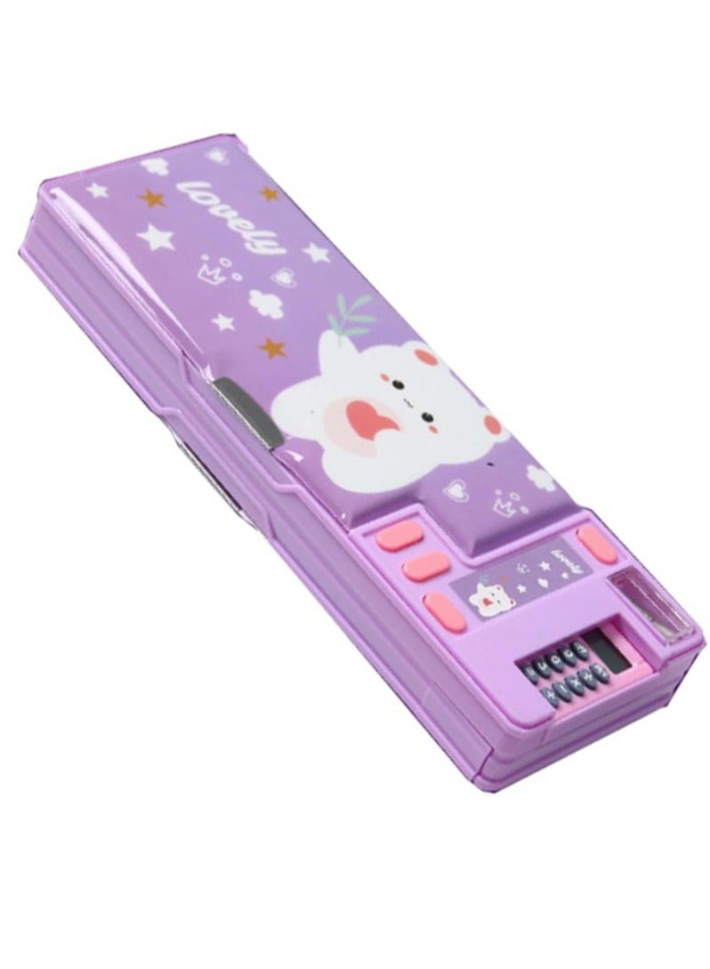 Upgrade Pop Up Multifunction Pencil Case for Kids, with Calculator Sharpener Cute School Supplies Multifunction Stationery Organizer Space Gift for Kids Teens Purple - Image 1