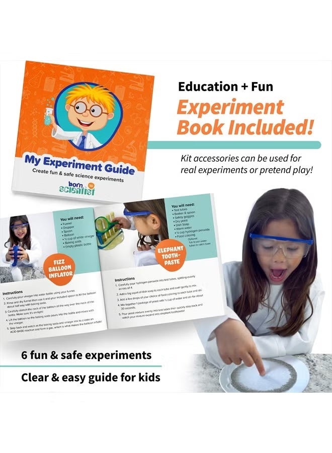 Born Toys Science Kits for Kids w/Kids Lab Coat for Ages 5-8, Includes Science Experiments for Kids, Science Toys, Kids Science Goggles, Kids Science Kits, Dress Up & Pretend Play or Kids Costume - Image 3