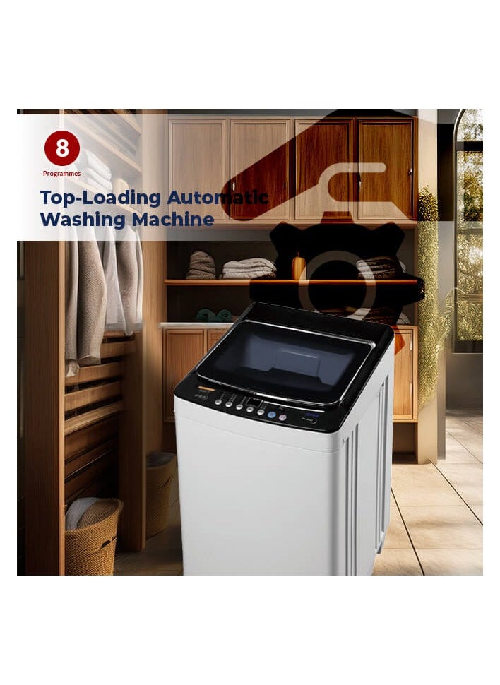 Arrow - 9KG Top Loading Fully Automatic Washing Machine, Light Grey, 8 Programs, LED Display, Fuzzy Control, Child Lock, Tempered Glass Lid, Aluminum Motor | Model No: RO-10TLT - Image 1