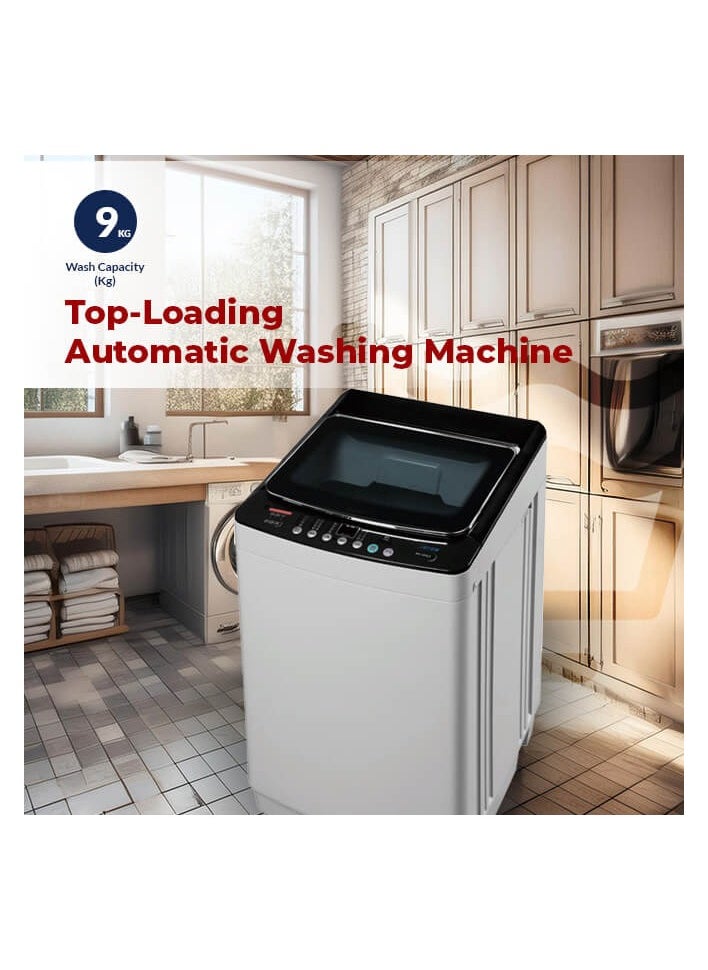 Arrow - 9KG Top Loading Fully Automatic Washing Machine, Light Grey, 8 Programs, LED Display, Fuzzy Control, Child Lock, Tempered Glass Lid, Aluminum Motor | Model No: RO-10TLT - Image 1