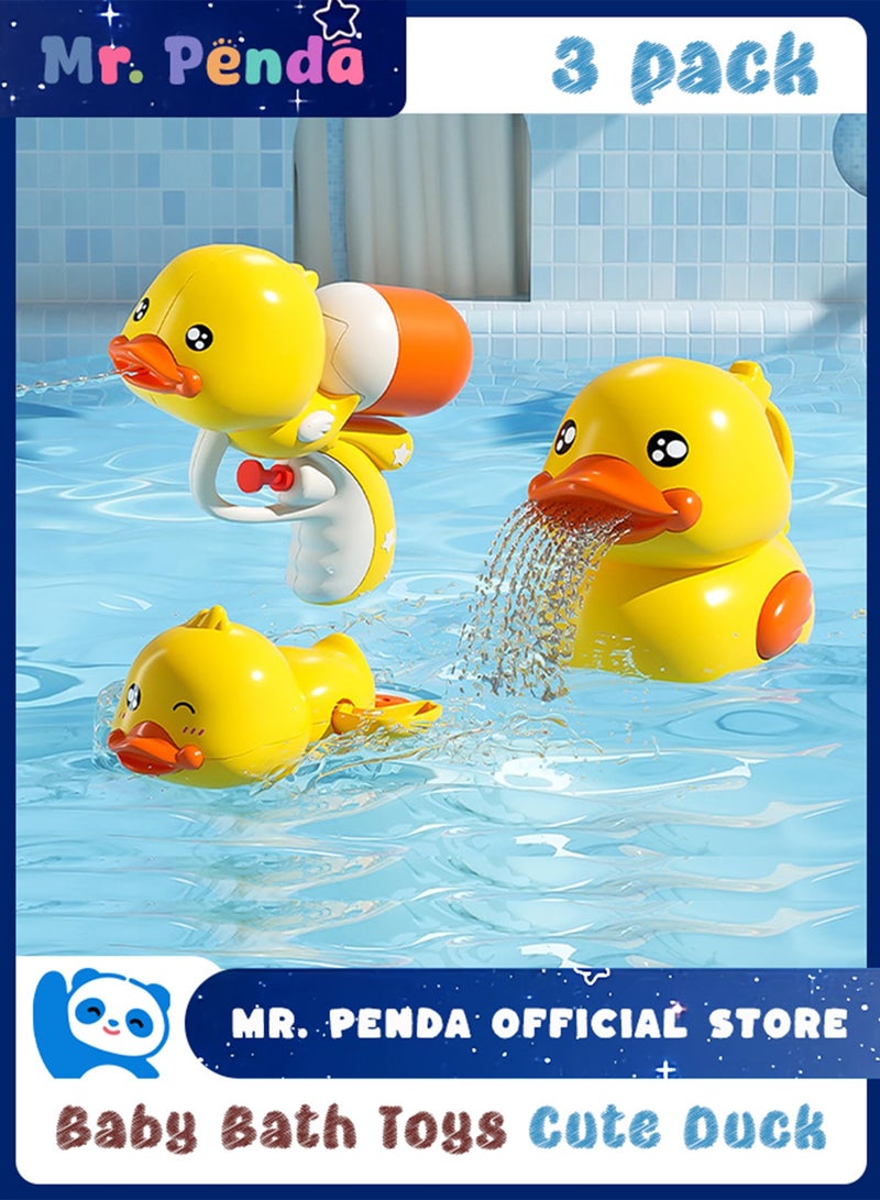 السيد باندا العاب استحمام للاطفال الصغار، مجموعة العاب استحمام امنة على شكل بطة لطيفة، 3 قطع العاب حوض استحمام للاطفال، لعبة رش المياه/ لعبة استحمام عائمة، العاب حمام السباحة للاطفال لمرحلة قبل المدرسة - Image 1