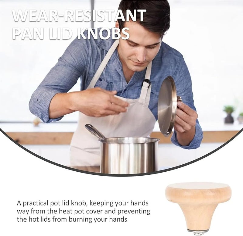 مقبض غطاء القدر العالمي للاستبدال 12 قطعة مقبض خشبي مقاوم للحرارة ملحق أدوات المطبخ - Image 4