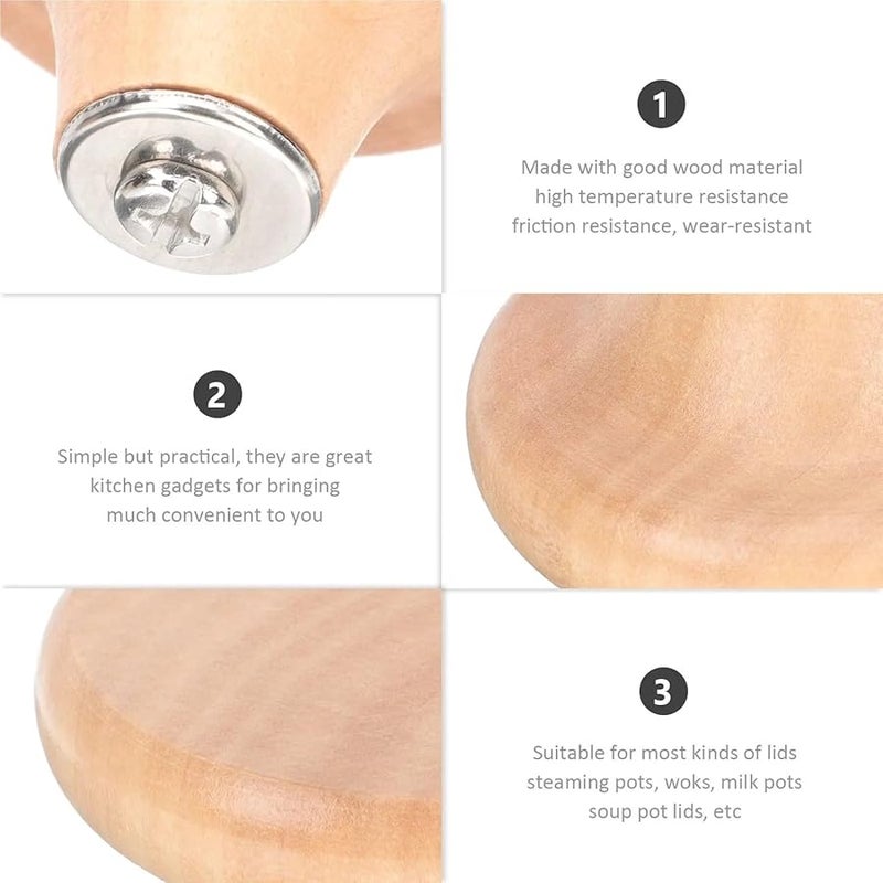مقبض غطاء القدر العالمي للاستبدال 12 قطعة مقبض خشبي مقاوم للحرارة ملحق أدوات المطبخ - Image 3