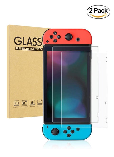 2 Pack Screen Protector Compatible with Nintendo Switch 9H Hardness Tempered Glass Protective Film Scratch Resistant Anti-Fingerprint Crystal Clear for Nintendo Switch