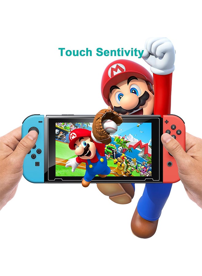 2 Pack Screen Protector Compatible with Nintendo Switch 9H Hardness Tempered Glass Protective Film Scratch Resistant Anti-Fingerprint Crystal Clear for Nintendo Switch