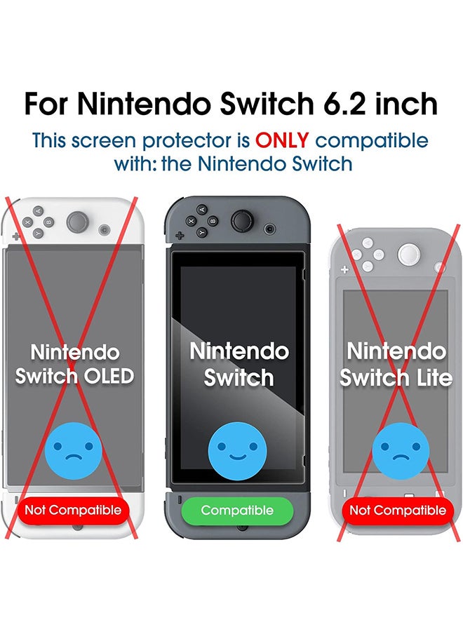 2 Pack Screen Protector Compatible with Nintendo Switch 9H Hardness Tempered Glass Protective Film Scratch Resistant Anti-Fingerprint Crystal Clear for Nintendo Switch