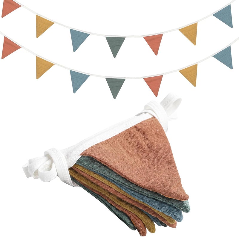 Oudain 2 Pcs Pennant Banner Flags Nursery Garland Triangle Bunting Flags Playroom Wall Decor Banner for Nursery Baby Shower Birthday Boho Wedding Party Event, Each 7.75 ft(Warm Color) - Image 1
