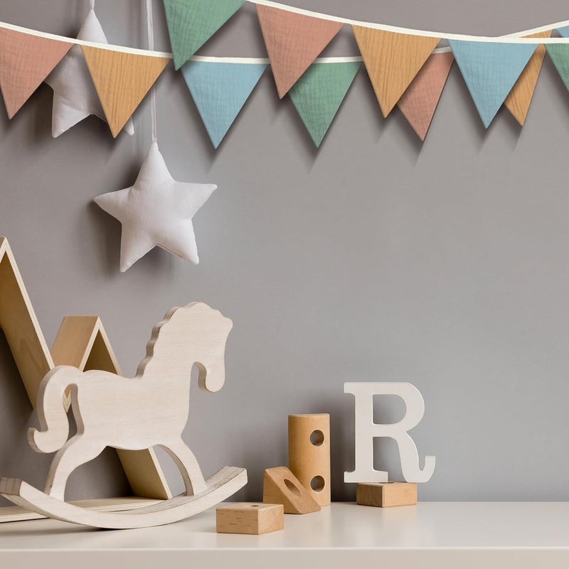 Oudain 2 Pcs Pennant Banner Flags Nursery Garland Triangle Bunting Flags Playroom Wall Decor Banner for Nursery Baby Shower Birthday Boho Wedding Party Event, Each 7.75 ft(Warm Color) - Image 3