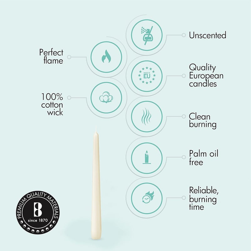 BOLSIUS Ivory Taper Candles - Bulk Case of 4 Packs = Total 120 Candles - 8 Hours - Premium European Quality - Consistent Smokeless Flame - Unscented Dripless Candlesticks - Image 3