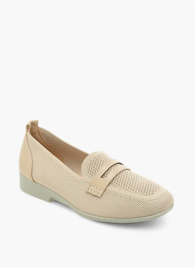 لو كونفورت Flyknit Textured Slip-On Loafers with Platform Heels