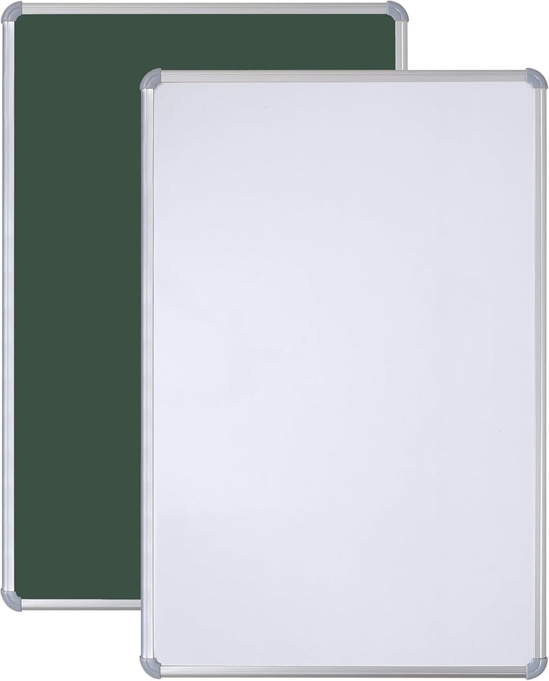 ROGER & MORIS Aluminium Framed Double Sided Board with Non Magnetic Whiteboard and Green Chalkboard for Home, Office and School (Size : 1.5 feet x 1 Foot), White/Green (RM-4081) - Image 1