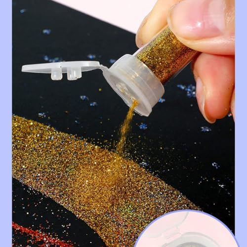 SAMVARDHAN Glitter Powder Glue Pen Painting Tool Set, Multicolored, Fine Gloss Powder, Quick Drying, DIY Art Accessory for Kids & Adults - Image 4