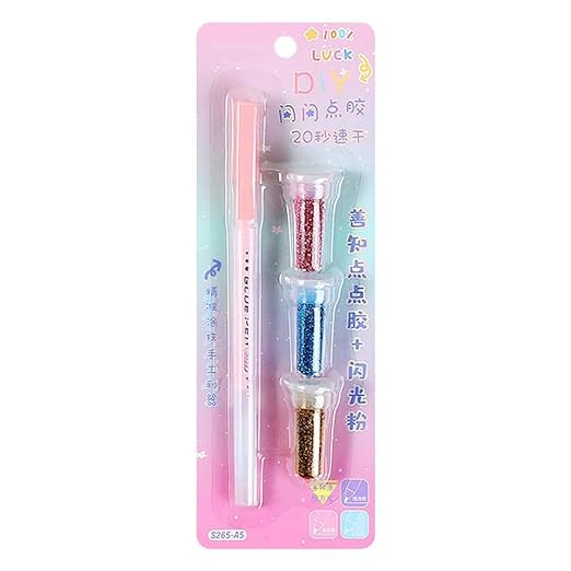 SAMVARDHAN Glitter Powder Glue Pen Painting Tool Set, Multicolored, Fine Gloss Powder, Quick Drying, DIY Art Accessory for Kids & Adults - Image 1