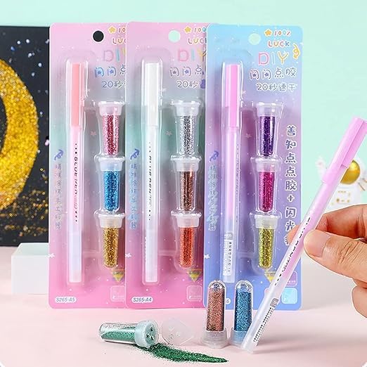 SAMVARDHAN Glitter Powder Glue Pen Painting Tool Set, Multicolored, Fine Gloss Powder, Quick Drying, DIY Art Accessory for Kids & Adults - Image 5