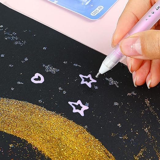 SAMVARDHAN Glitter Powder Glue Pen Painting Tool Set, Multicolored, Fine Gloss Powder, Quick Drying, DIY Art Accessory for Kids & Adults - Image 2