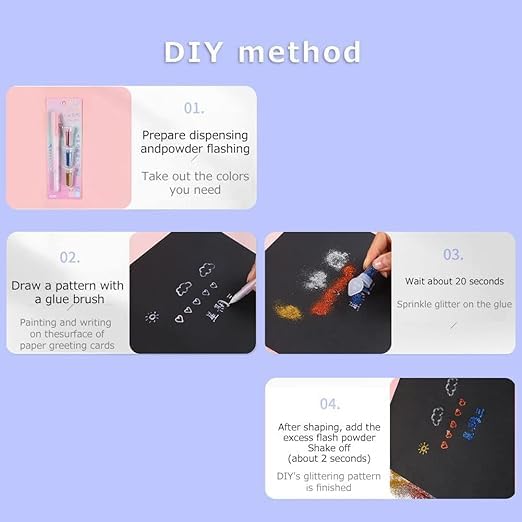 SAMVARDHAN Glitter Powder Glue Pen Painting Tool Set, Multicolored, Fine Gloss Powder, Quick Drying, DIY Art Accessory for Kids & Adults - Image 3