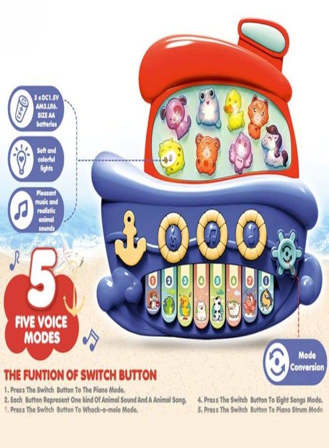Space Enterprises Pirate Boat Musical Piano Toy | 5 Sound Modes with Animal & Piano Keys | Electronic Organ Toy for Kids with Light & Sound | Educational Learning for Toddlers Boys & Girls (Mbpt001) - Image 4