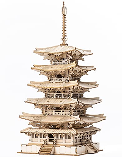 Rolife Wood Model Kits for Adults to Build 3D Puzzles DIY Fivestoried Pagoda Birthday Unique Gifts for Friends or Family - Image 1