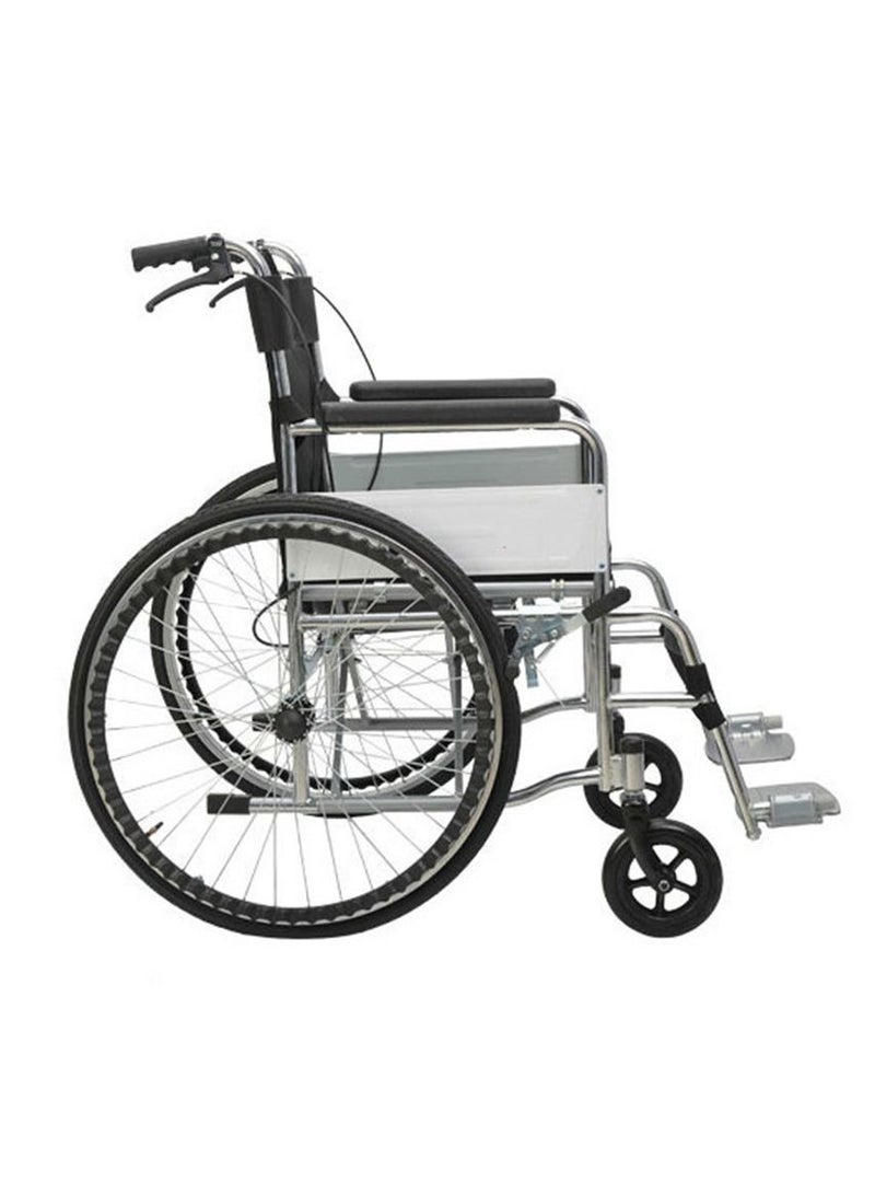 كروني كرسي متحرك Xt-007 يُدفع يدويًا مع مرحاض، كرسي متحرك مريح بأربع فرامل، كرسي متحرك متعدد الوظائف قابل للطي - Image 3