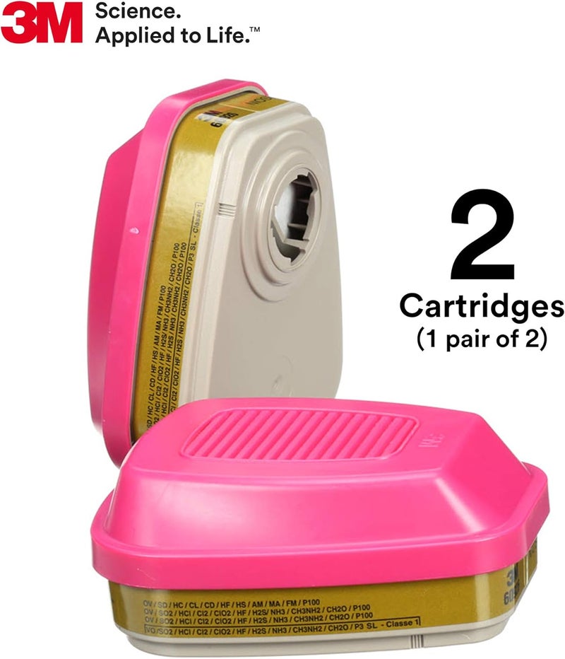 3M P100 Respirator Cartridge/Filter 60926, 1 Pair, NIOSH, Helps Protect Against Organic Vapors, Acid Gases, Ammonia Methylamine, Formaldehyde and Particulates - Image 3