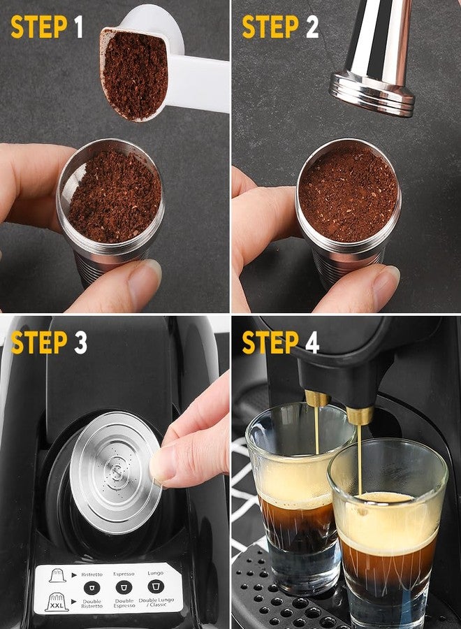 RECAFIMIL 4 in 1 Reusable Stainless Steel Coffee Capsules Compatible with L'OR Barista LM8012/60 - Refillable Metal Espresso Pods for L'or and Nespresso Machines,Coffee Press and 304 Spoon Gifted - Image 4