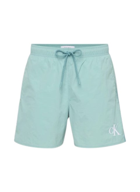 Men's Medium Drawstring Swim Shorts - CK Monogram - Nylon, Blue