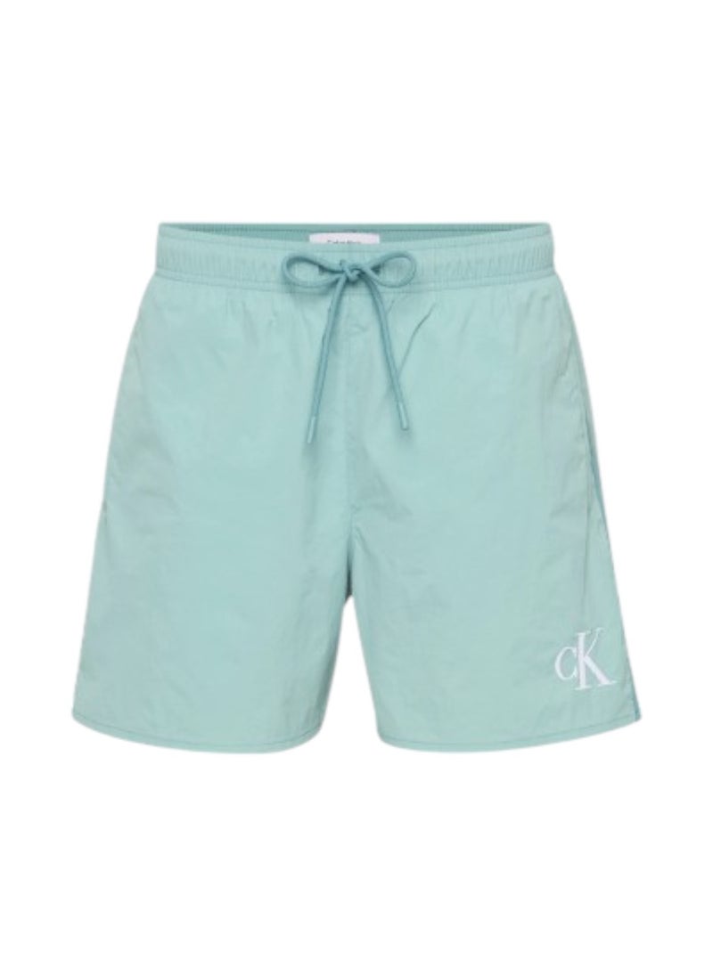 Calvin Klein Jeans Men's Medium Drawstring Swim Shorts - CK Monogram - Nylon, Blue 