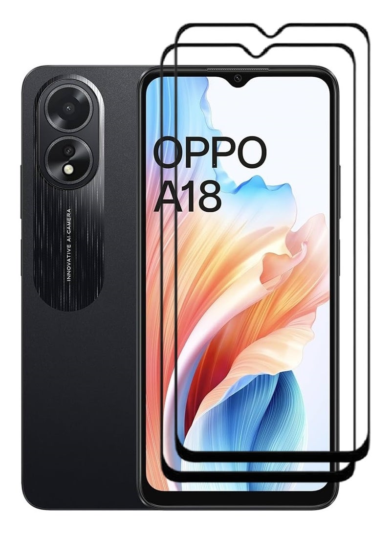 AINA 2 Pieces Tempered Glass Screen Protector 5D Designed For Oppo A18 Full Glue Edge to Edge Full Screen Coverage And Bubble Free - Image 1