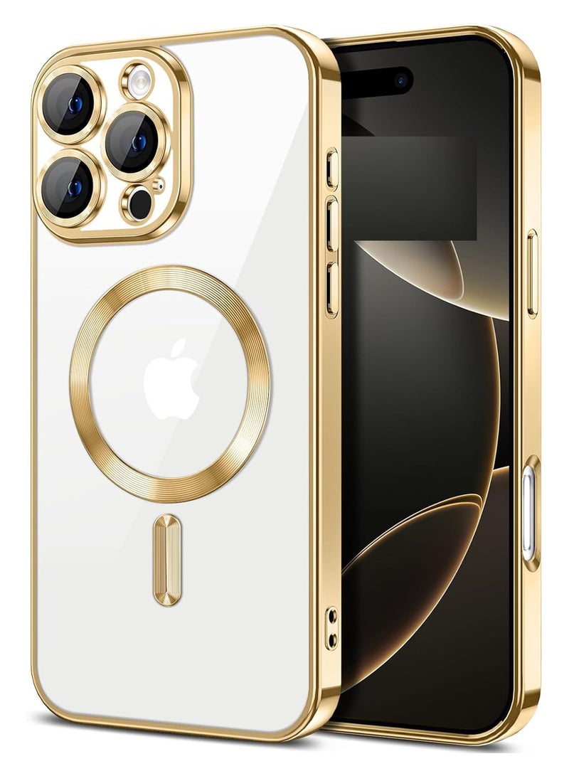Magnetic Clear Case for iPhone 16 Pro Max with Camera Lens Protector | MagSafe Compatible Slim TPU Cover with Plating Edge – Soft & Protective Design - Image 1
