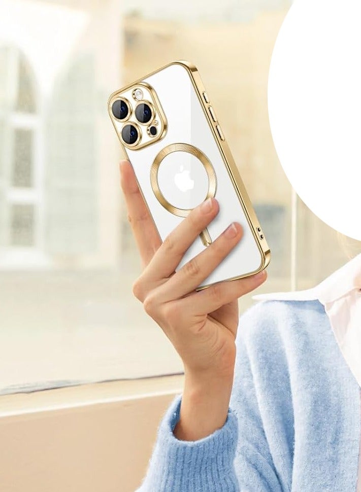 Magnetic Clear Case for iPhone 16 Pro Max with Camera Lens Protector | MagSafe Compatible Slim TPU Cover with Plating Edge – Soft & Protective Design - Image 4