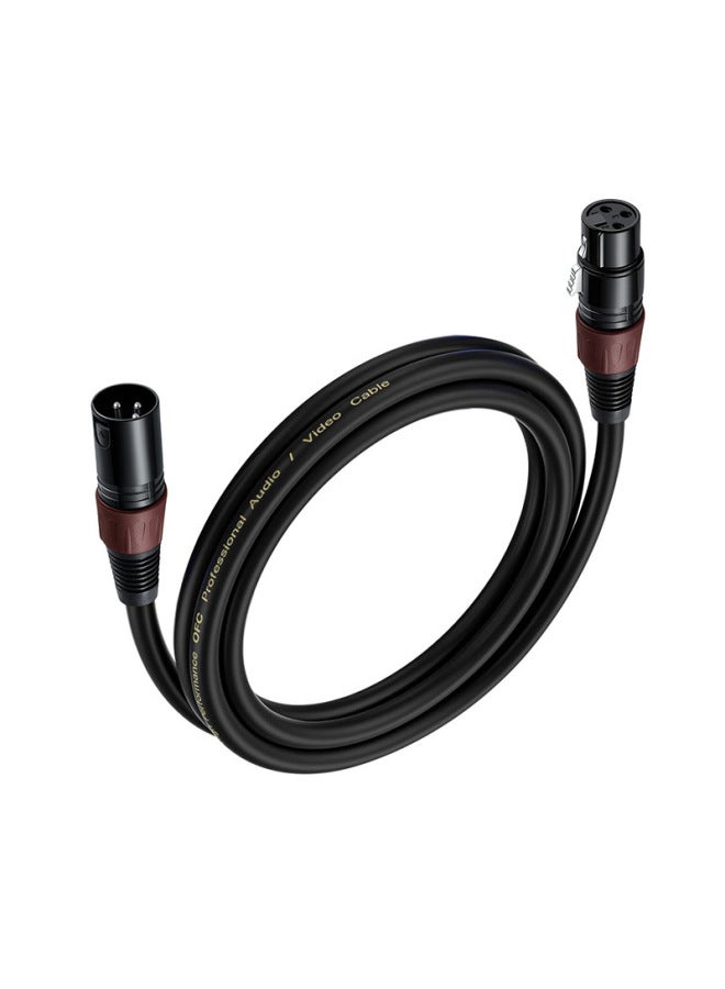 XLR Cable With Double Shielded Oxygen-free Copper Line Canon Line Male To Female Microphone XLR Professional Sound Card Agricultural Audio Cable-Color:Brown Tail Ring*ofc Oxygen-free Copper*3 Core*od6.0*black*pvc-Length:1m  - Image 1