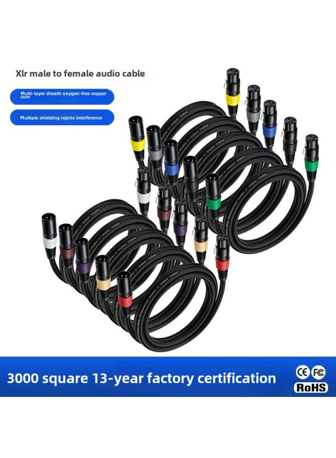XLR Cable With Double Shielded Oxygen-free Copper Line Canon Line Male To Female Microphone XLR Professional Sound Card Agricultural Audio Cable-Color:Brown Tail Ring*ofc Oxygen-free Copper*3 Core*od6.0*black*pvc-Length:1m  - Image 2