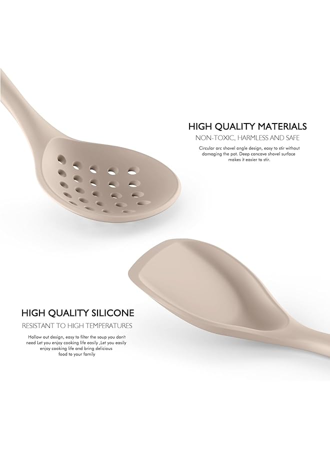 يو-هومي مجموعة أدوات طبخ من السيليكون مكونة من 7 قطع مع حامل للمطبخ، مجموعة أدوات مطبخ مقاومة بمقبض خشبي لأواني الطبخ غير اللاصقة، مجموعة أدوات طبخ، أدوات مطبخ خالية من مادة BPA - Image 3