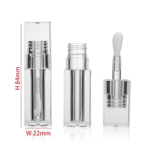COSIDEA 24pcs PETG 5ml Empty square Transparent lipgloss tubes bulk wholesale with big wand lipgloss containers large doe foot tube for coconut oil bottle - Image 2