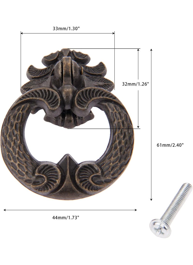 Dophee dophee 5Pcs Vintage Bronze Drop Ring Knobs Pulls Single Hole Decorative Handles with Screws for Drawer Kitchen Cabinet Cupboard Dresser Wooden Box 173x240  - Image 3