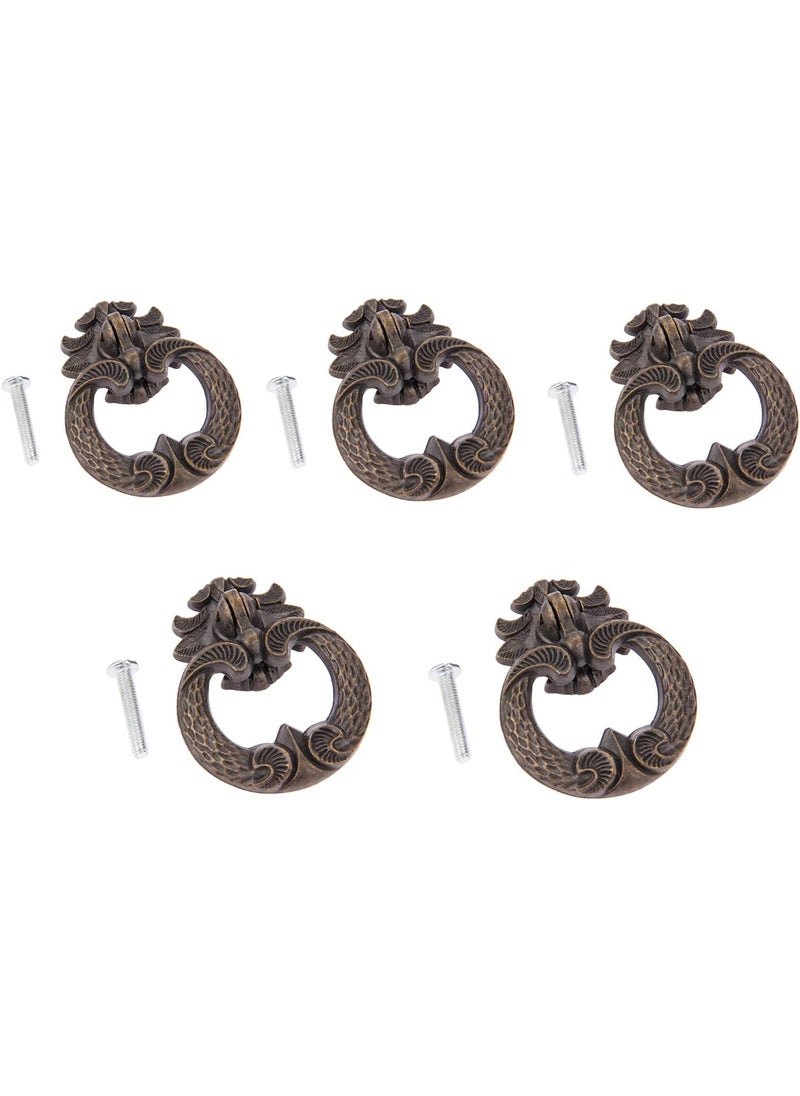 Dophee dophee 5Pcs Vintage Bronze Drop Ring Knobs Pulls Single Hole Decorative Handles with Screws for Drawer Kitchen Cabinet Cupboard Dresser Wooden Box 173x240  - Image 1
