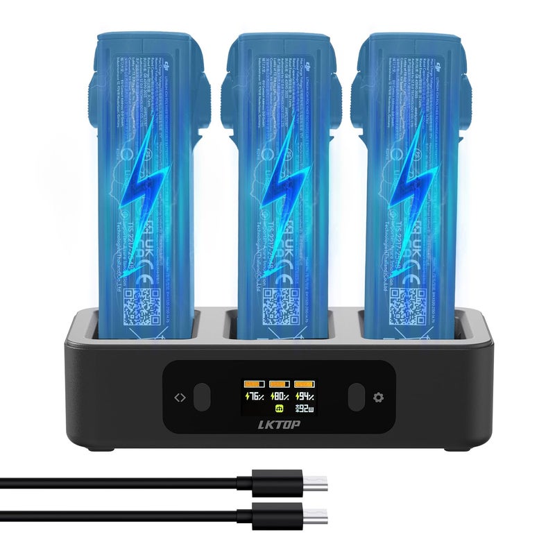 LKTOP 100W Replacement DJI Avata 2 Battery Charging Hub (2X Super Fast) Parallel USB-C Charger for DJI Avata 2 Drone Accessories, 60% Storage Mode, LED Screen Display (Charge 3 Batteries: 1hr 10min) - Image 1